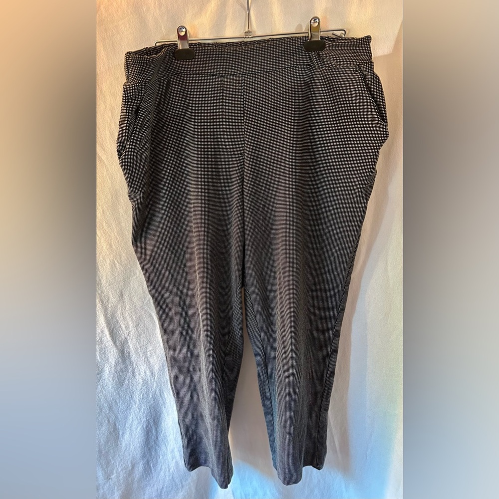 Nine West W XL Black White Micro Houndstooth Crop Trousers Dress Pants Stretch